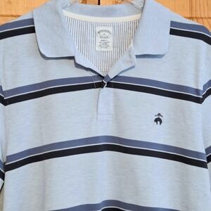 Brooks Brothers Supima Cotton Striped Polo Shirt Blue Mens XL Slim Fit